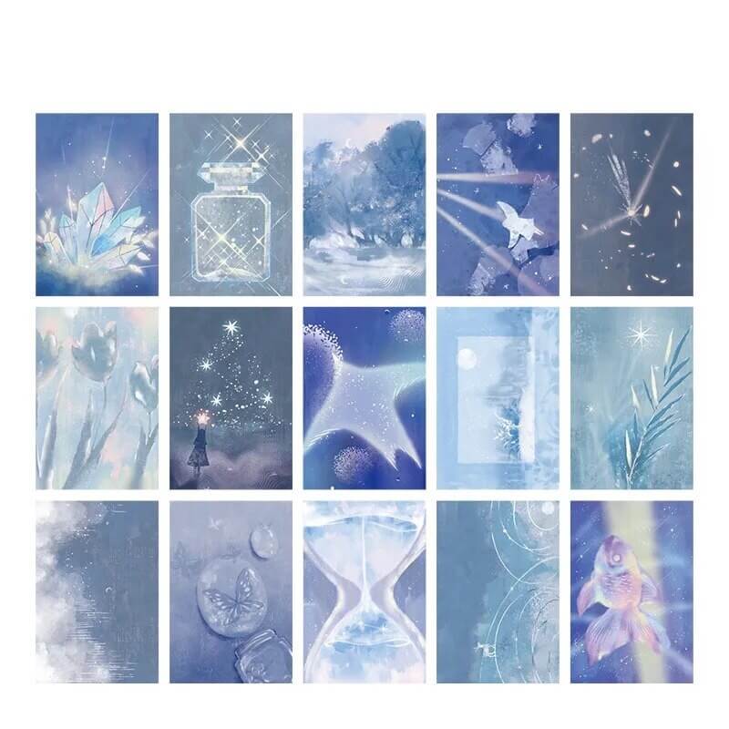 Blue Magic Crystals Wall Collage Cards