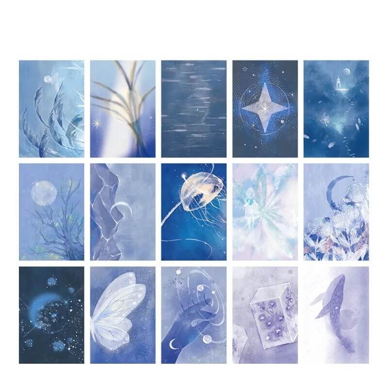 Blue Magic Crystals Wall Collage Cards