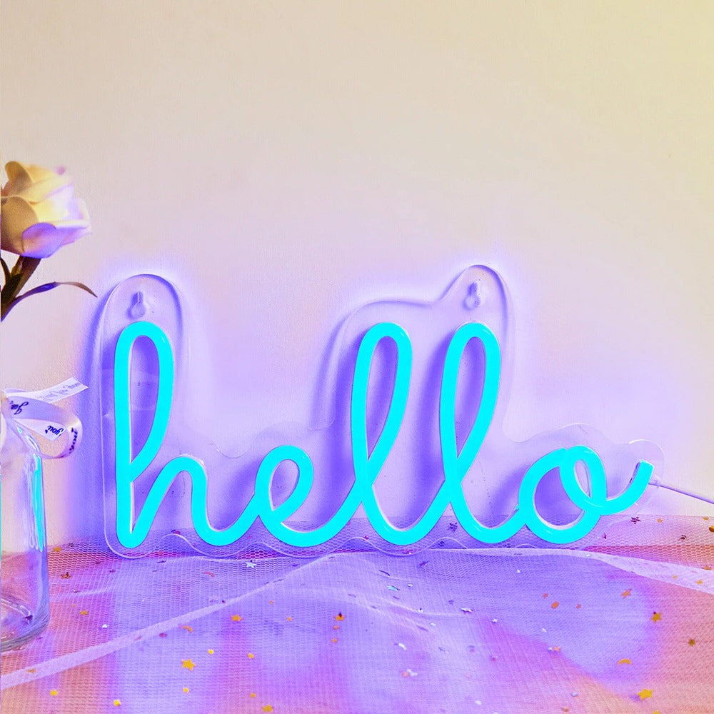 Blue Hello LED Neon Sign