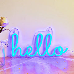 Blue Hello LED Neon Sign