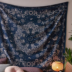 Blue Moon Floral Mandala Tapestry