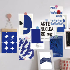 French Blue Prints Wall Collage Postcards