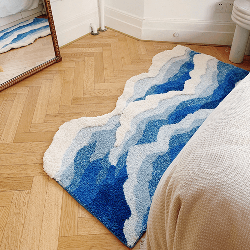 Blue Sea Waves Bedside Accent Rug