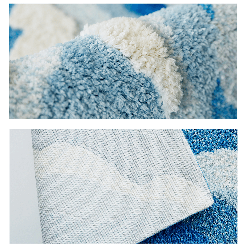 Blue Sea Waves Bedside Accent Rug