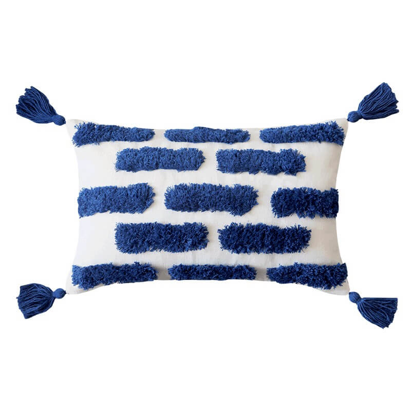 Preppy Blue Tufted Cushion Cover