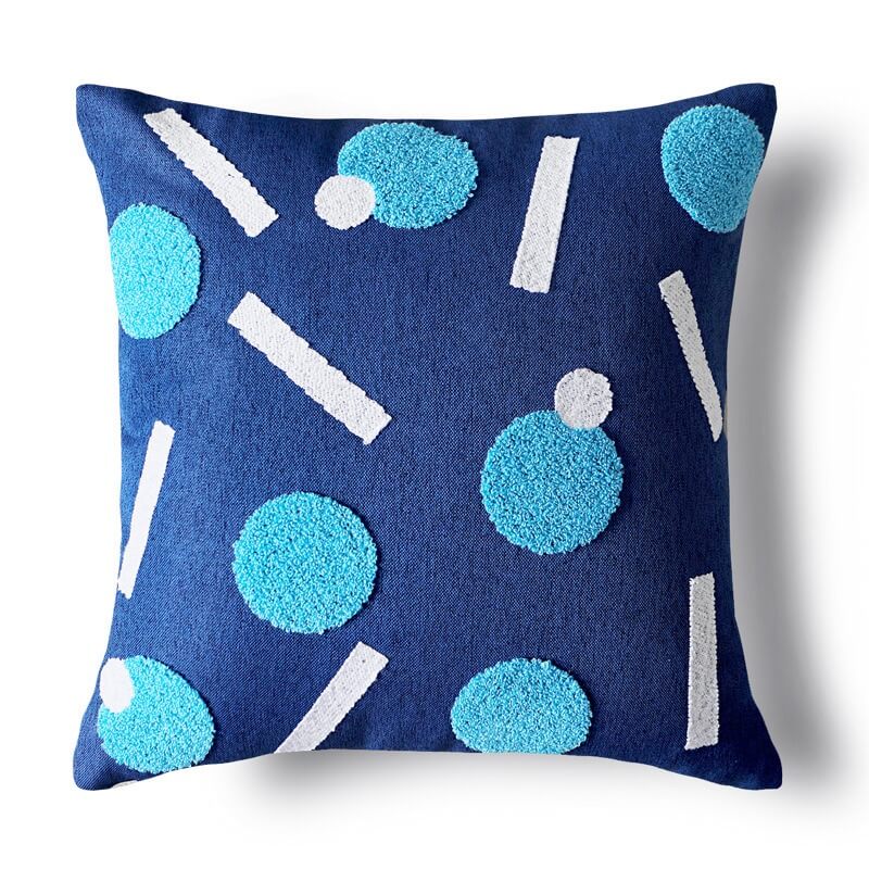 Preppy Blue Tufted Cushion Cover