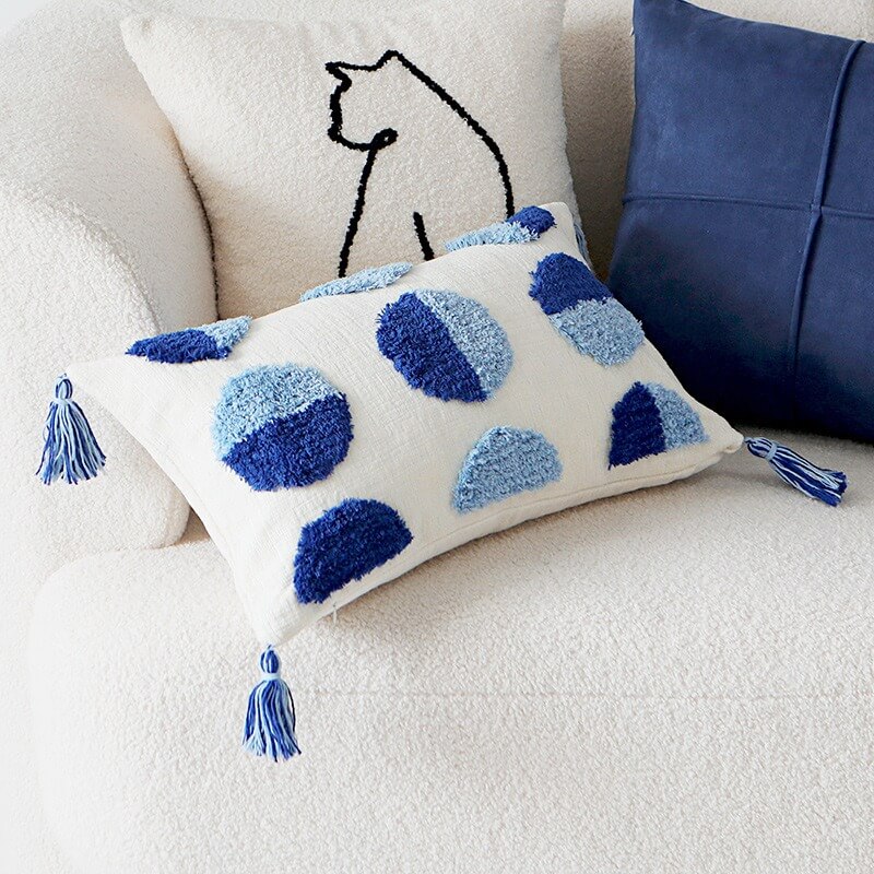 Preppy Blue Tufted Cushion Cover