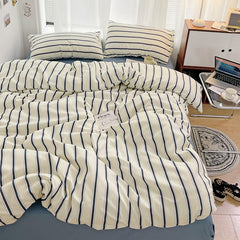 Blau gestreiftes minimalistisches Bettwäscheset