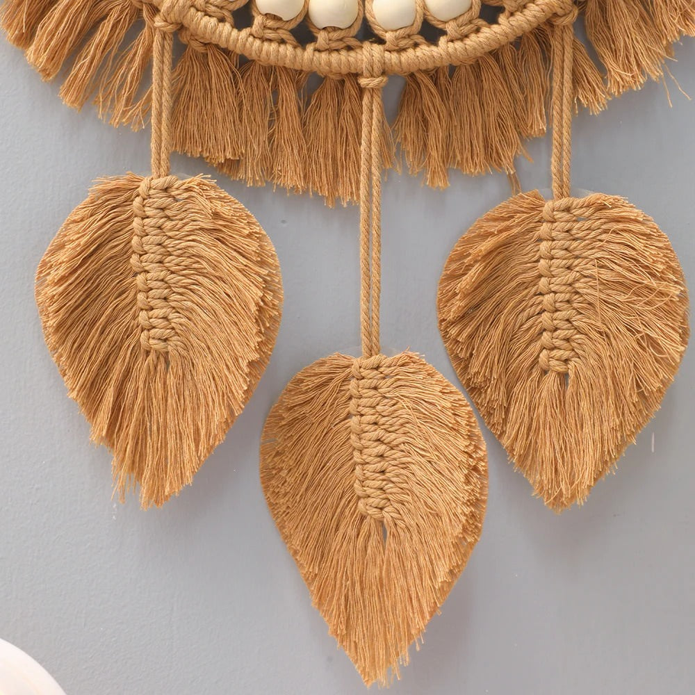 Boho Aesthetic Brown Macrame Mirror