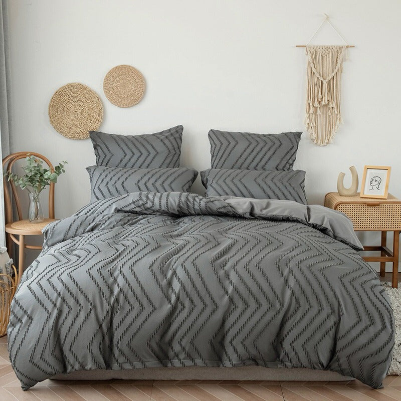 Zig Zag Fringe Duvet Cover Set