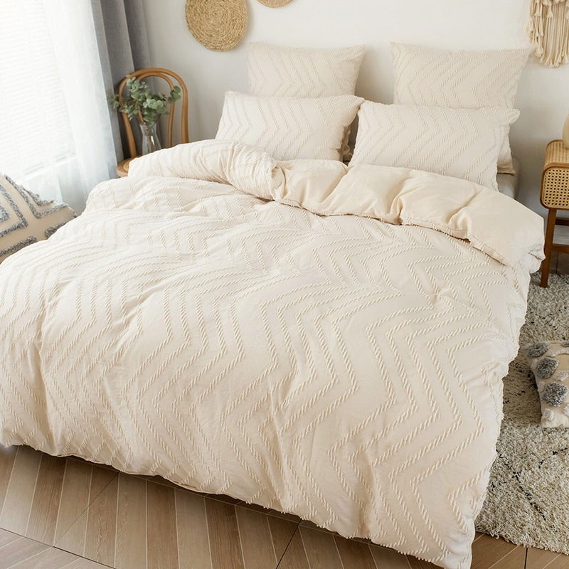 Zig Zag Fringe Duvet Cover Set