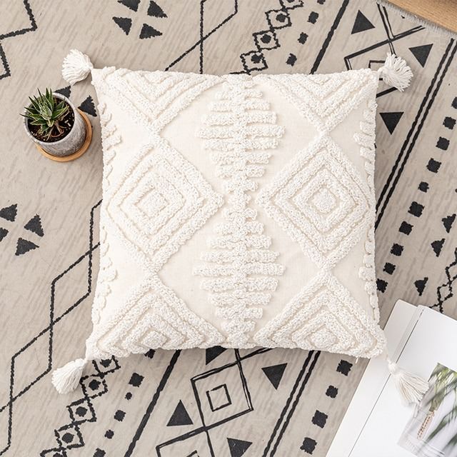 Boho Aesthetic Tufted Cushion Cover