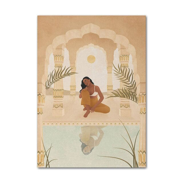 Moroccan Girl Boho Canvas Posters