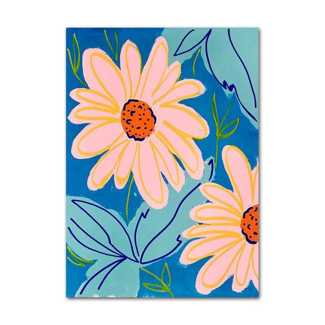 Bright Watercolor Floral Canvas Posters