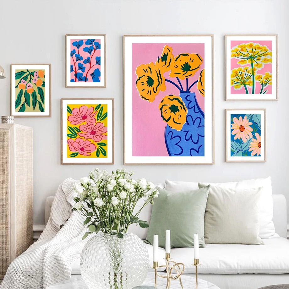 Bright Watercolor Floral Canvas Posters