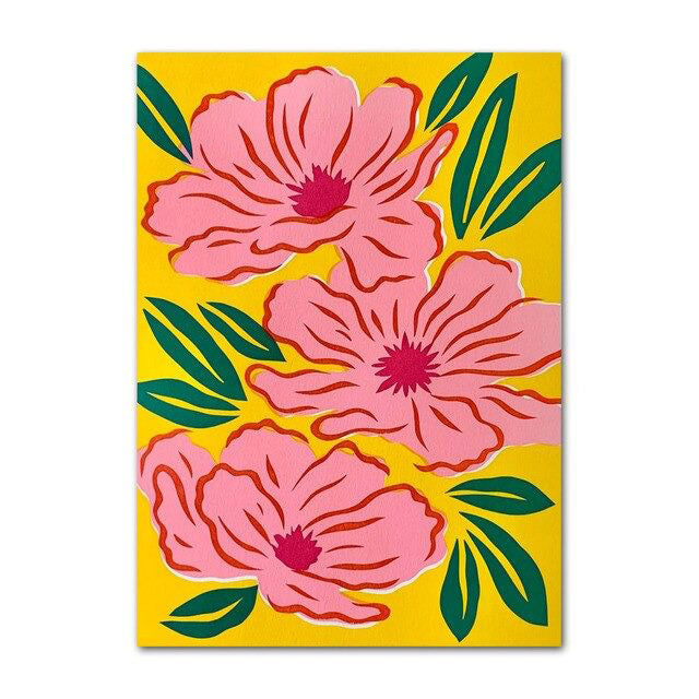 Bright Watercolor Floral Canvas Posters