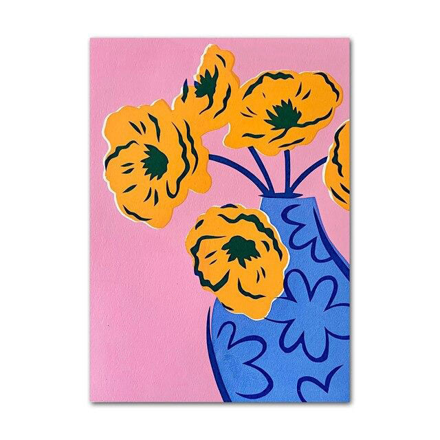 Bright Watercolor Floral Canvas Posters