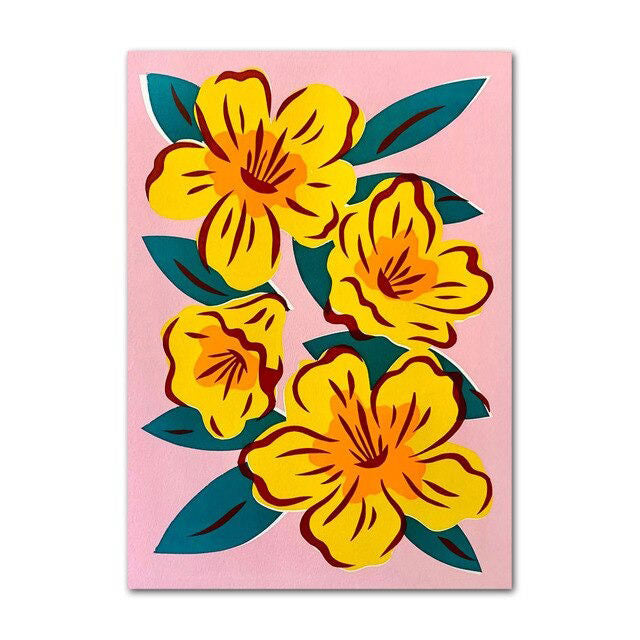 Bright Watercolor Floral Canvas Posters