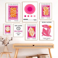 Bright Pink Art Collage Canvas Posters