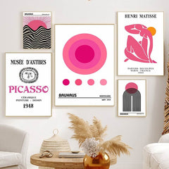 Bright Pink Art Collage Canvas Posters