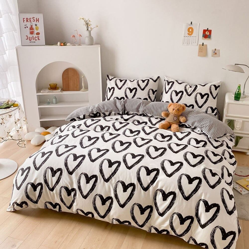 Brush Painted Heart Bedding Set