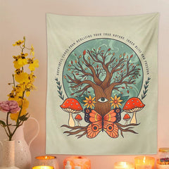 Butterfly, Mushroom and Tree Tapestry