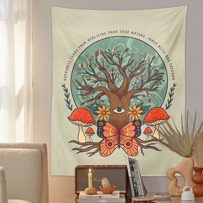 Butterfly, Mushroom and Tree Tapestry