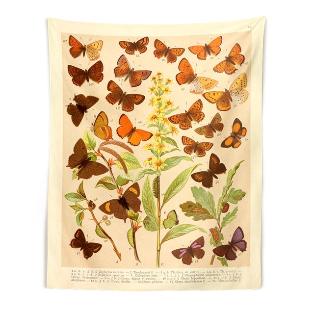 Butterflies Species Botanical Tapestry