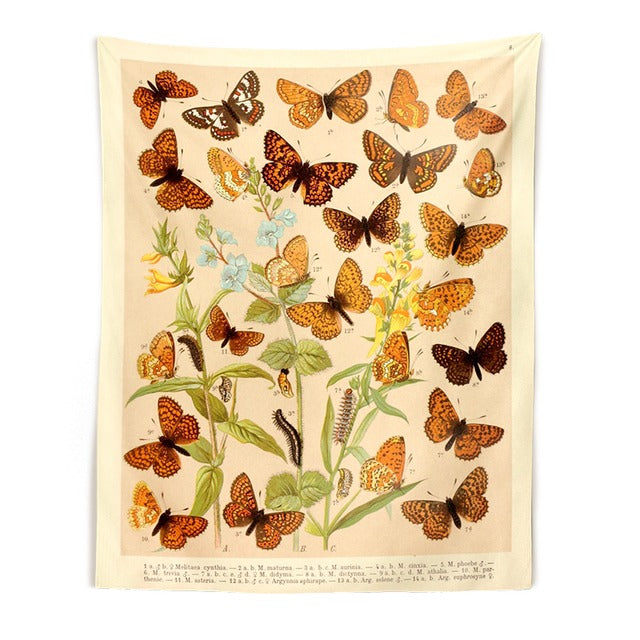 Butterflies Species Botanical Tapestry