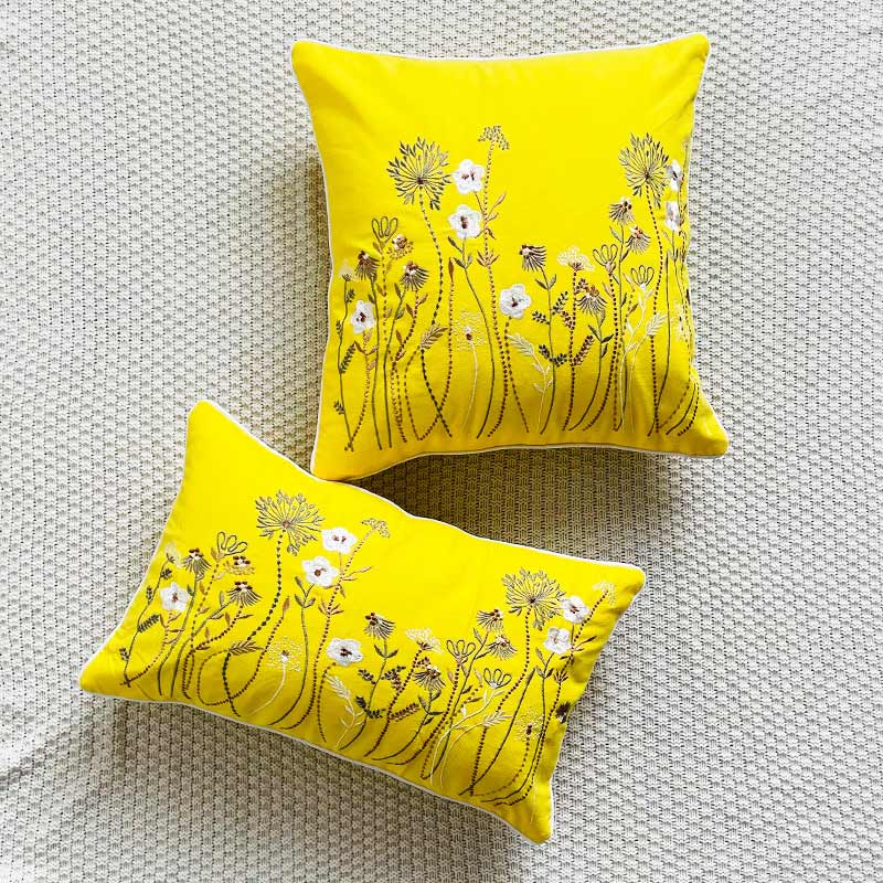 Rural Flower Pattern Embroidered Pillowcase