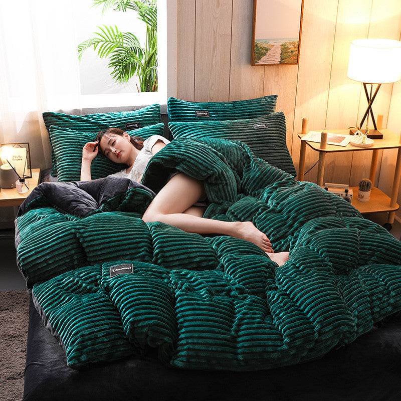 Thicken Corduroy Velvet Four-Piece Bedding Set by LuxuryLifeWay