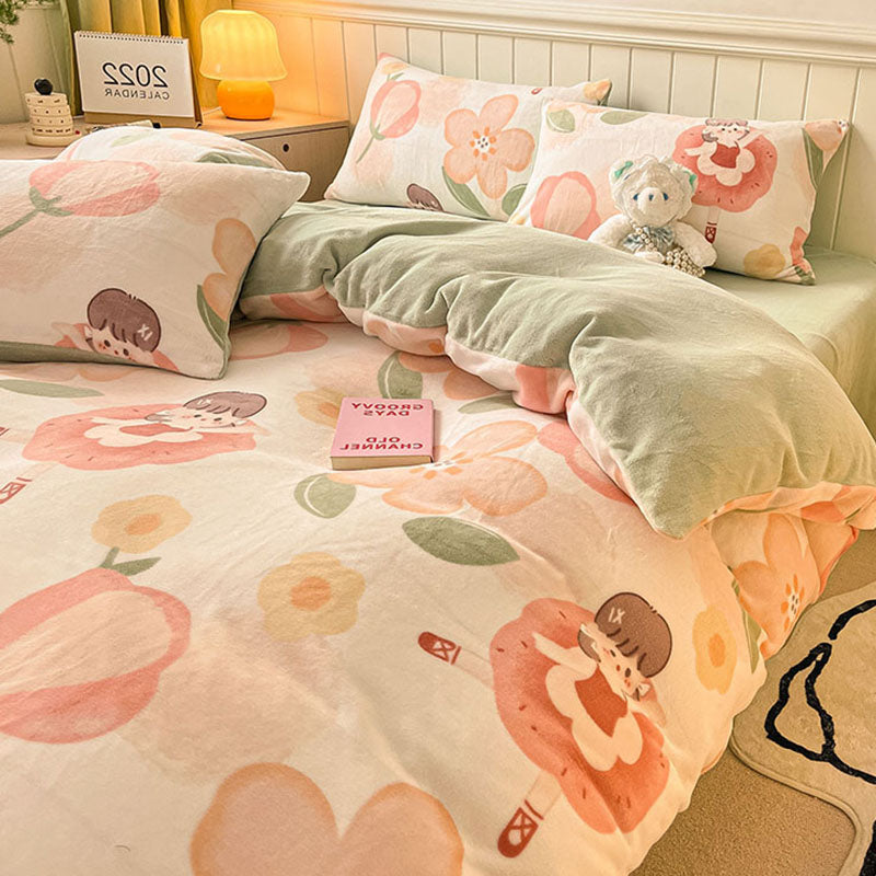 Thickened Winter Double-sided Milk Velvet Bed Sheet And Quilt Cover