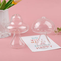 Mushroom Shaped Clear Glass Vase