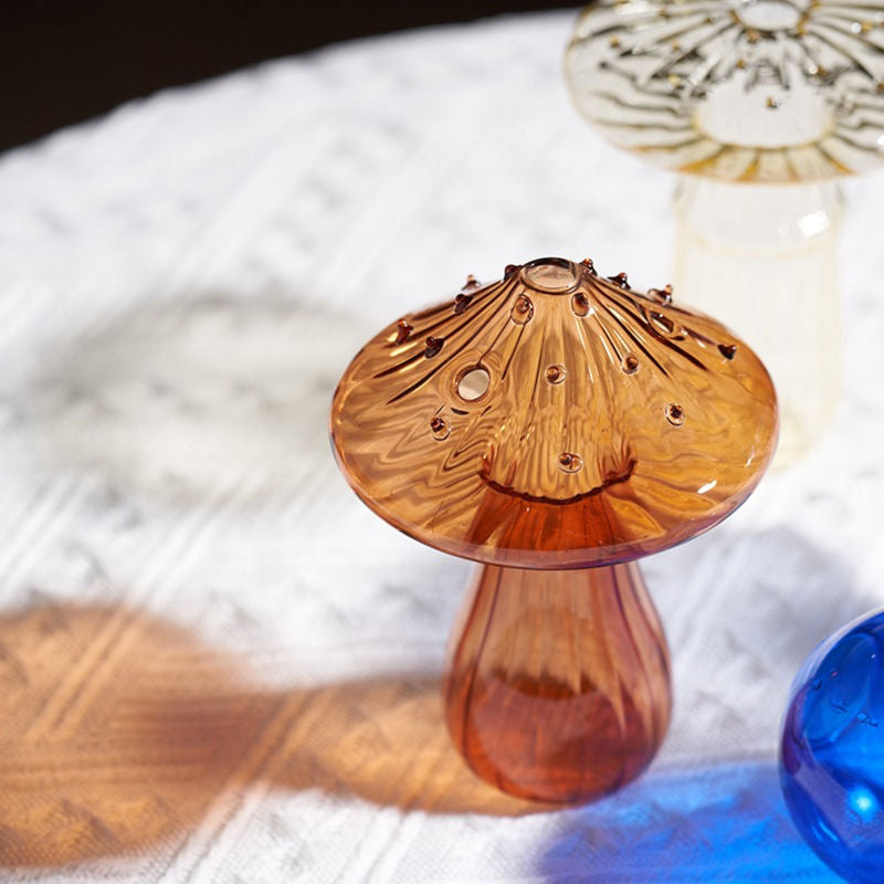 Colored Glass Magic Mushroom Vase