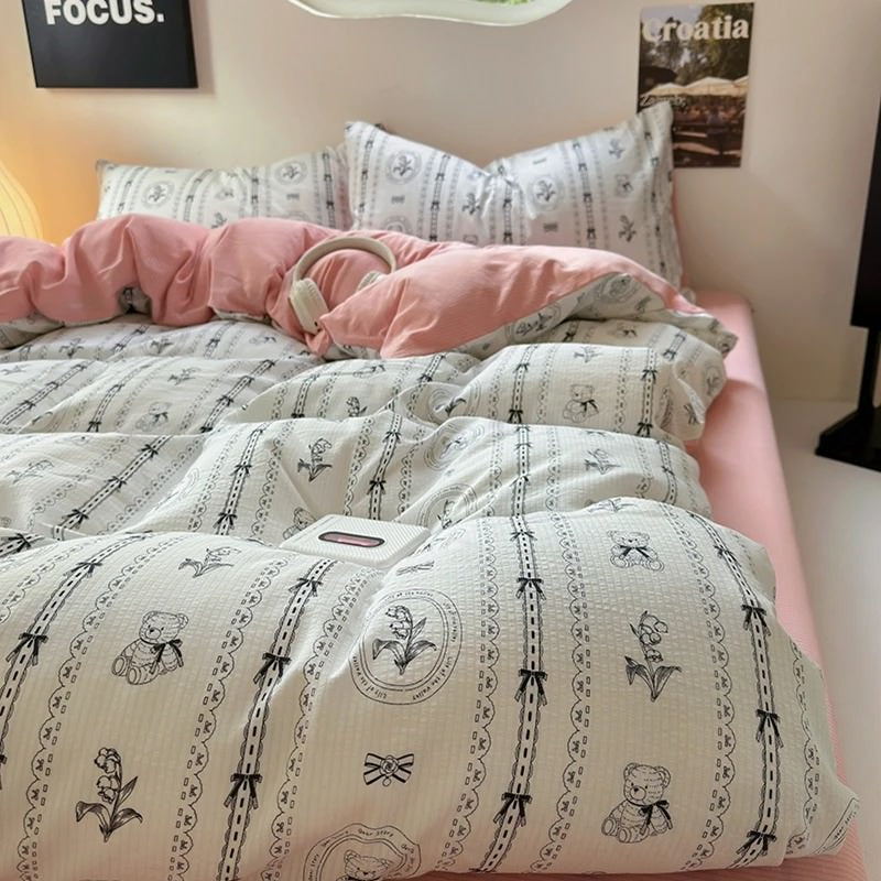 Coquette Print Dusty Pink Bedding Set