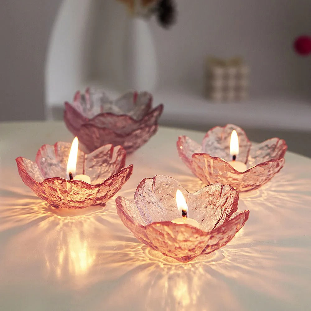 Coquette Pink Flower Candle Holder