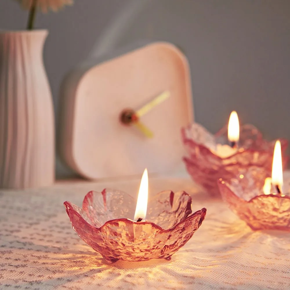 Coquette Pink Flower Candle Holder