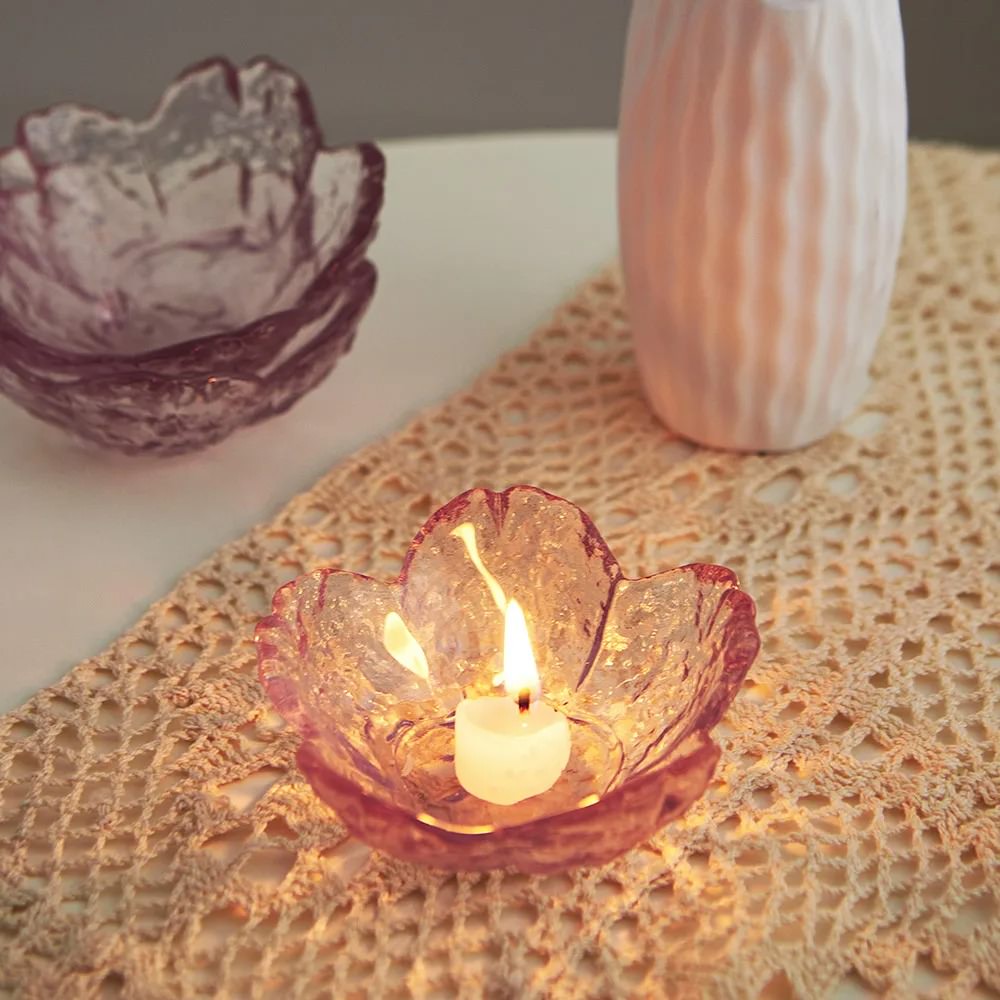 Coquette Pink Flower Candle Holder