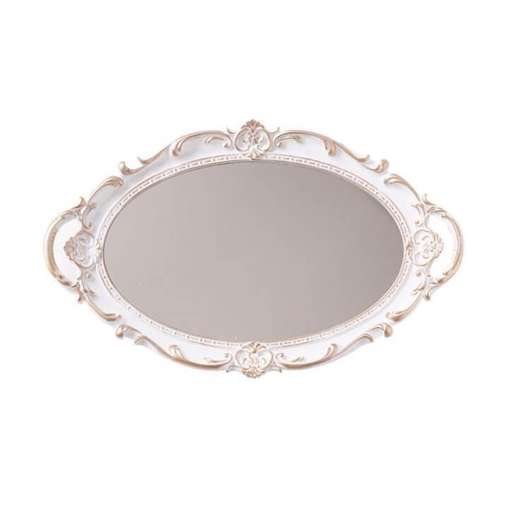 Coquette Aesthetic Vintage Mirrored Oval Tray