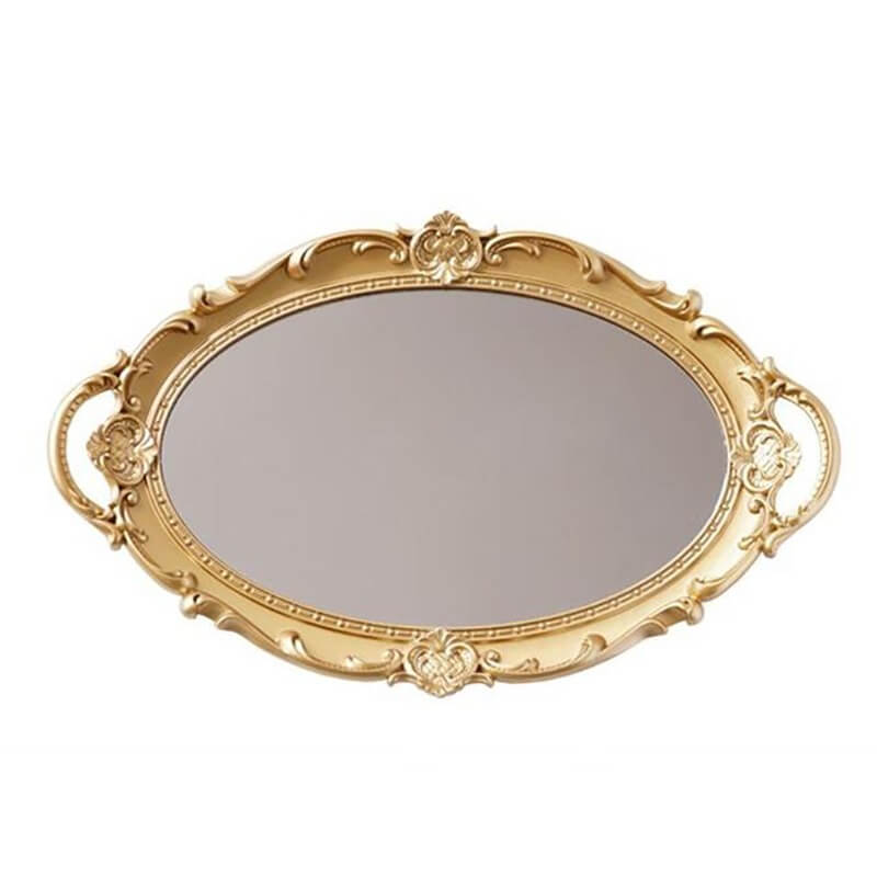 Coquette Aesthetic Vintage Mirrored Oval Tray