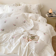 Coquette Roses Ruffle Duvet Cover & Sham Set