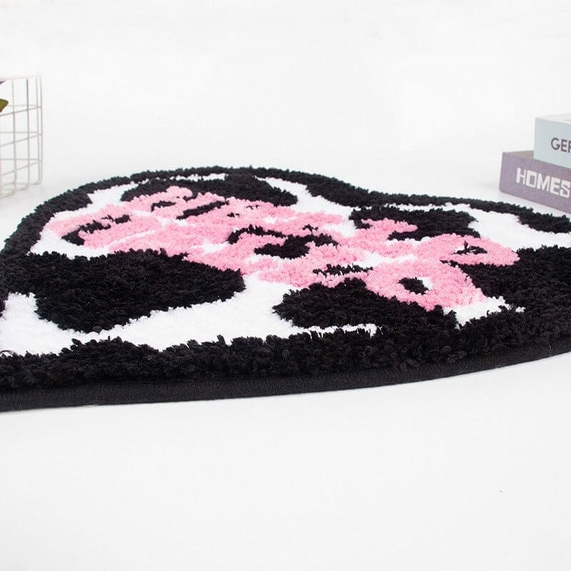 Cow Print Heart Shaped Accent Rug