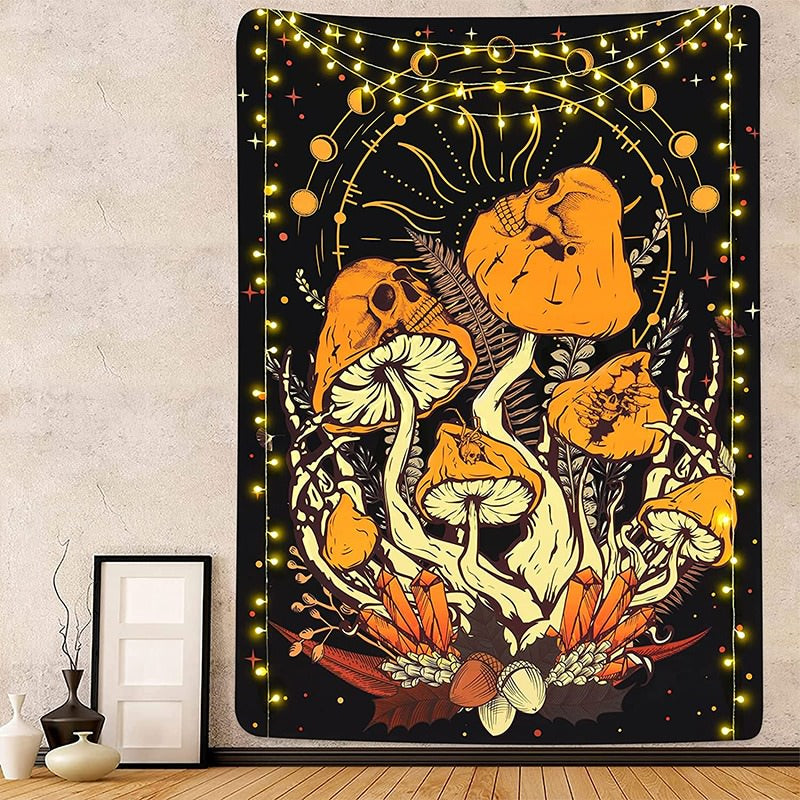 Crazy Halloween Mushrooms Tapestry