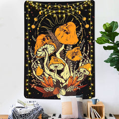 Crazy Halloween Mushrooms Tapestry