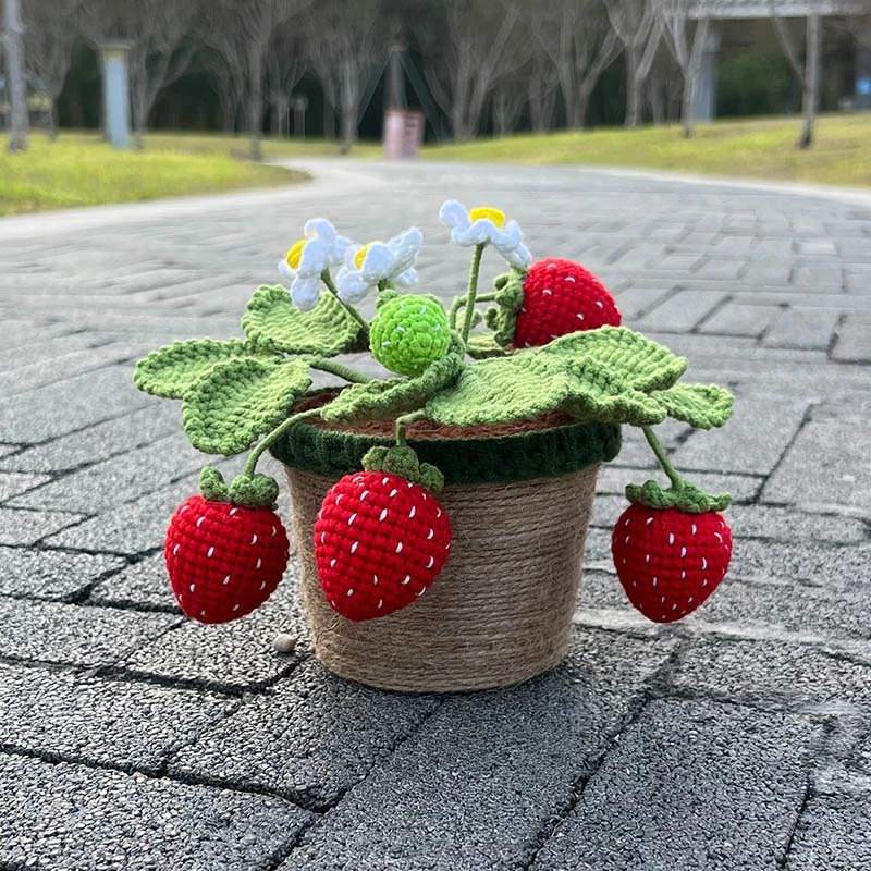 Crochet Potted Strawberry Bush