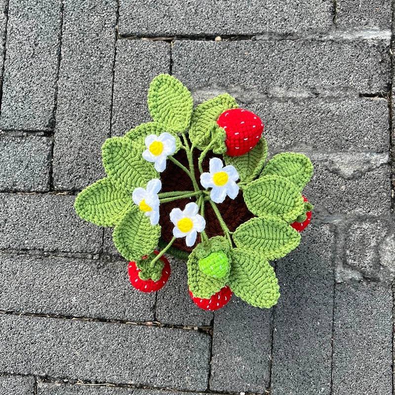 Crochet Potted Strawberry Bush