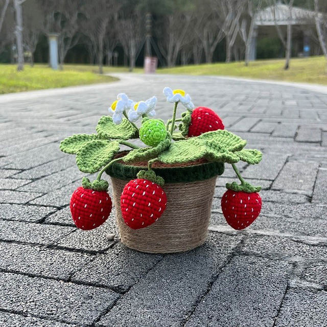 Crochet Potted Strawberry Bush