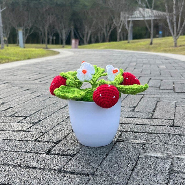 Crochet Potted Strawberry Bush