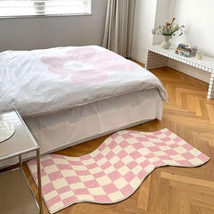 Curvy Edge Pastel Checker Rug