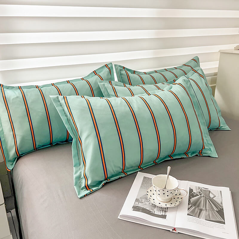 Turquoise Striped Bedding Set